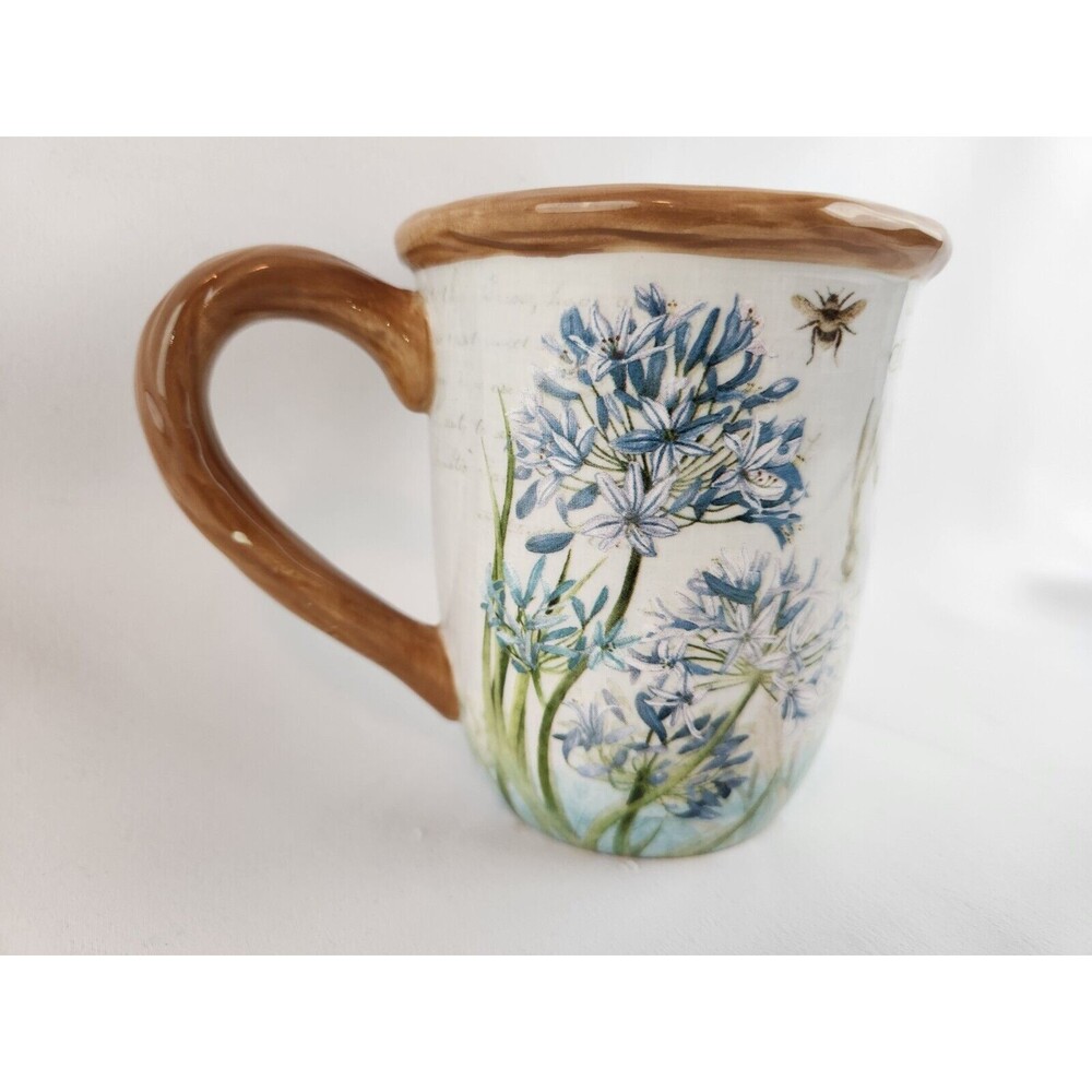 Allium w/Bees Ceramic Coffee Tea Hot Chocolate Mug Botanical Flowers Garden Gift